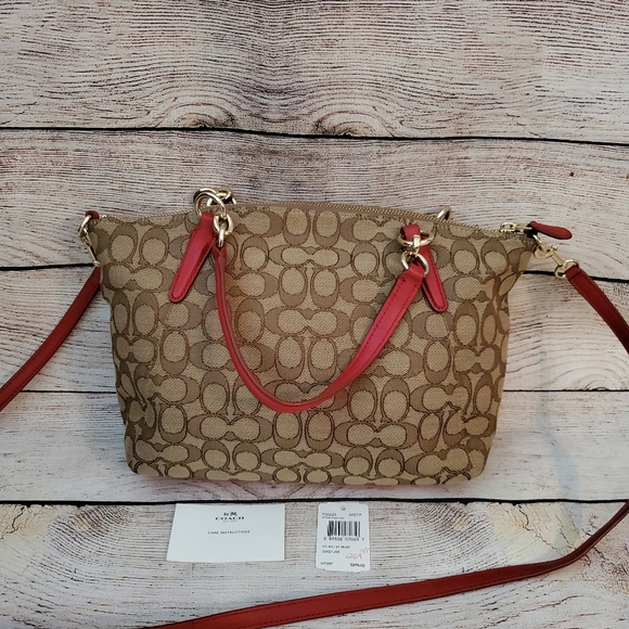 SOLD......COACH- Small Kelsey Satchel In Signature Jacquard - Picture 2 of 14